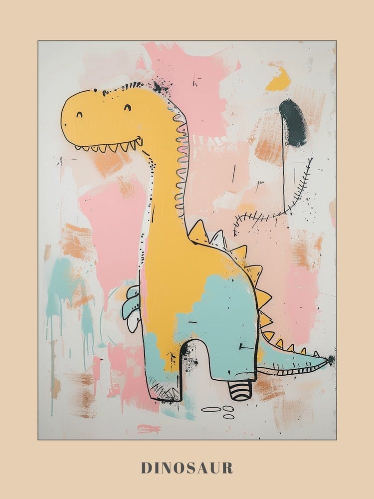 Retro Abstract Dinosaur Cartoon Poster