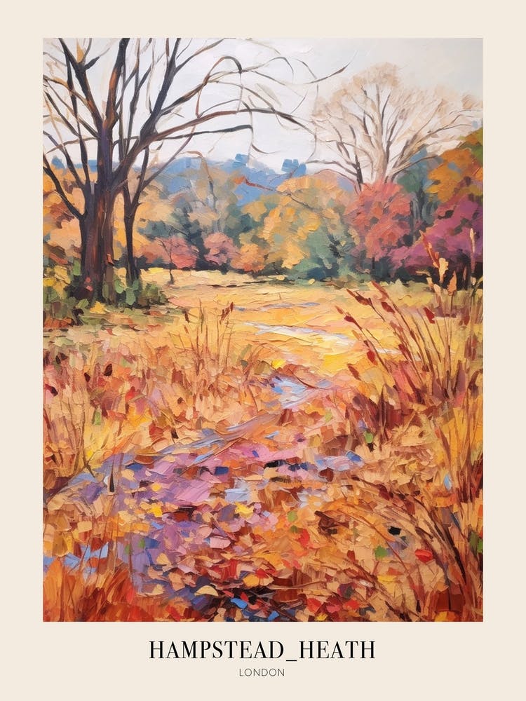 Autumn City Park Painting Hampstead Heath Park London 1 Poster