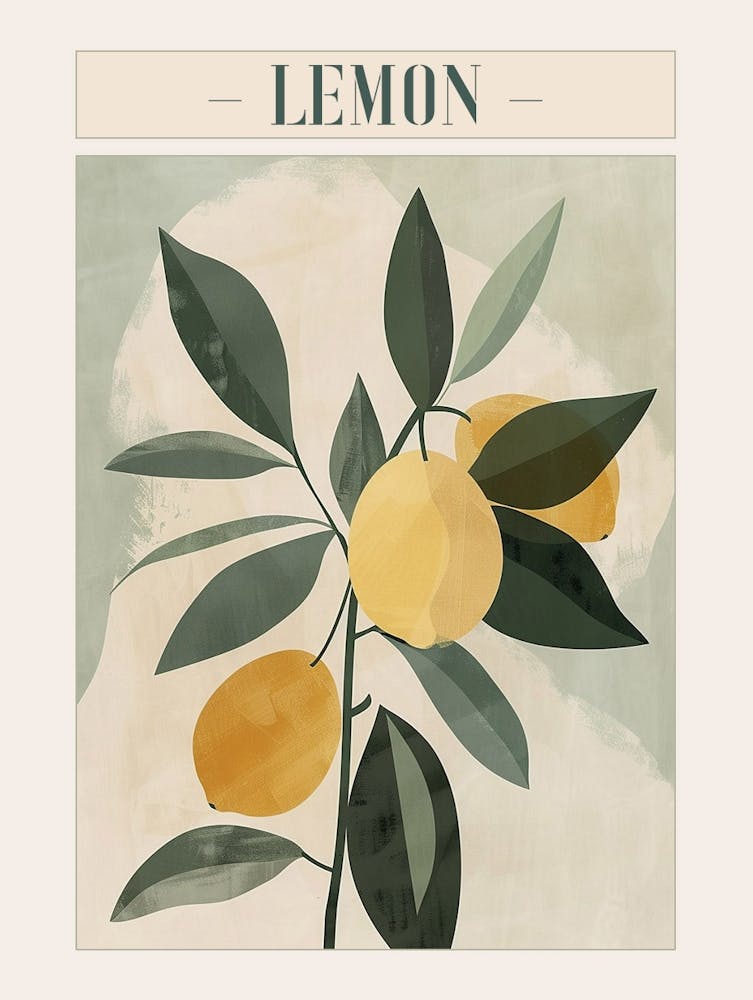Lemon Tree Minimal Japandi Illustration 4 Poster