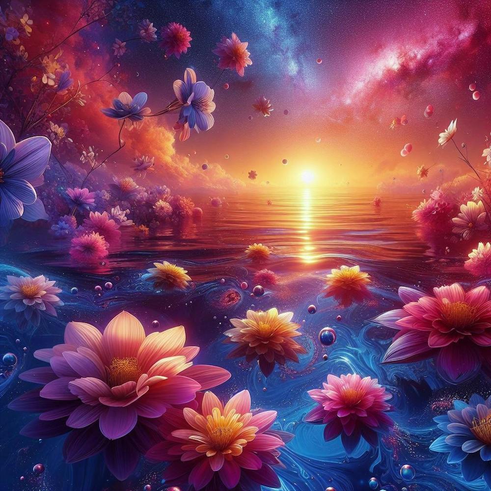 Colorful Flowers In The Water