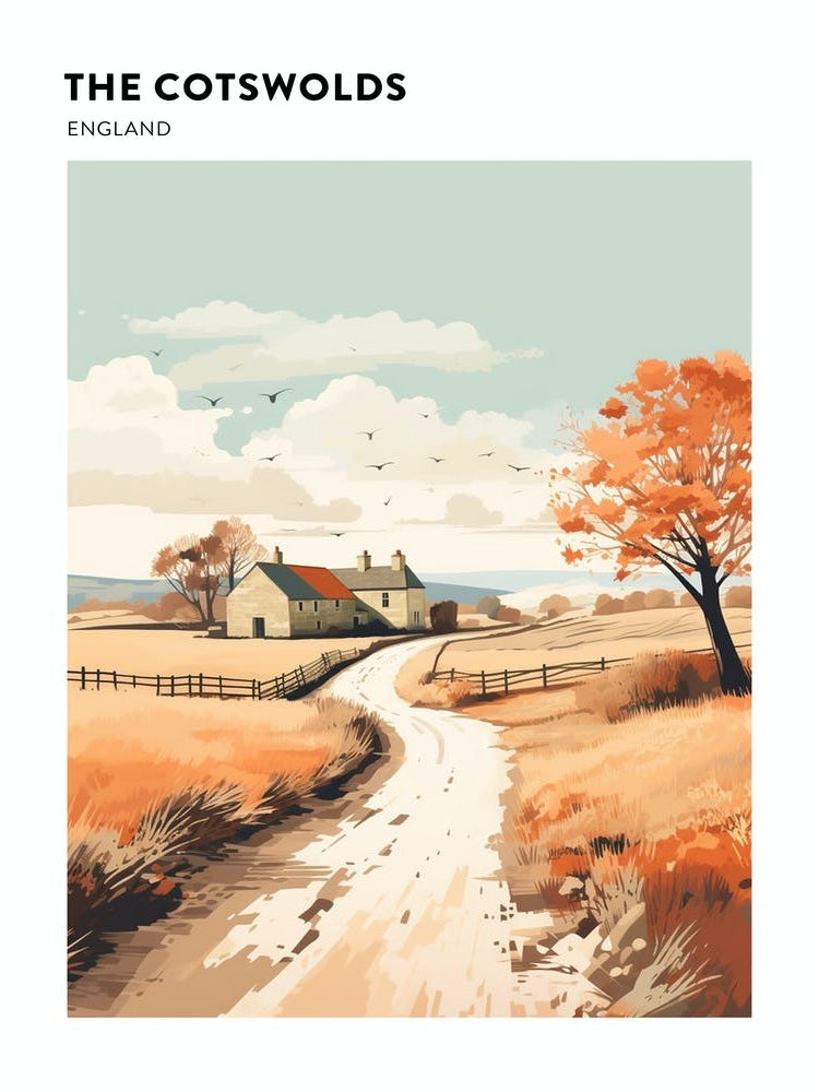 The Cotswolds England 2 Hiking Trail Landscape Poster