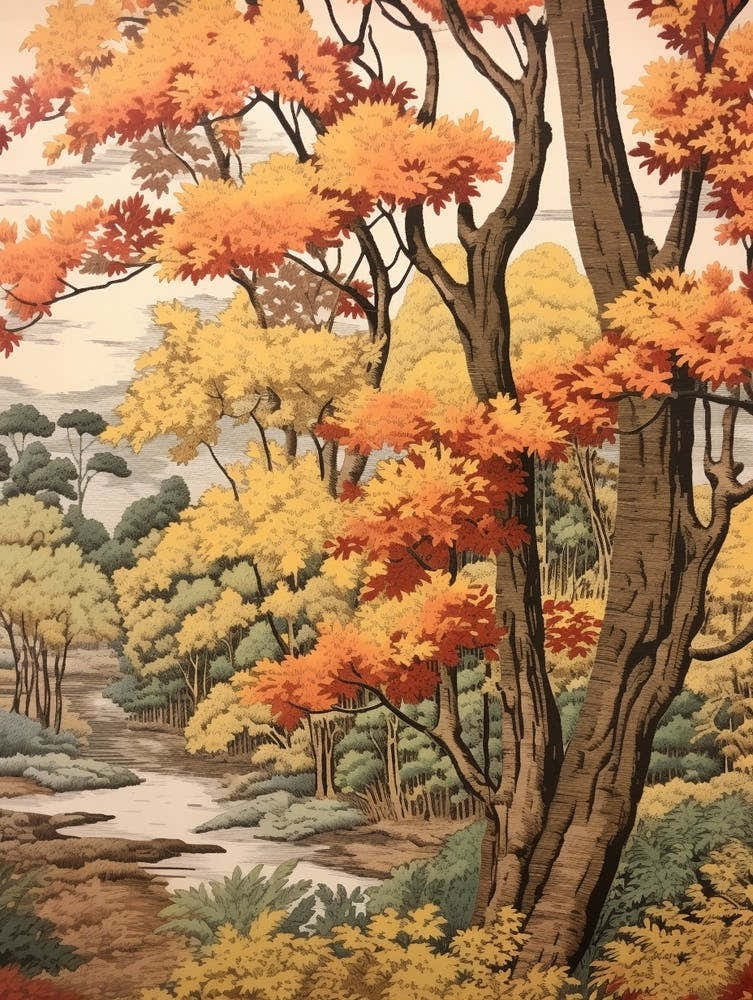 Poplar 1 Vintage Autumn Tree Print