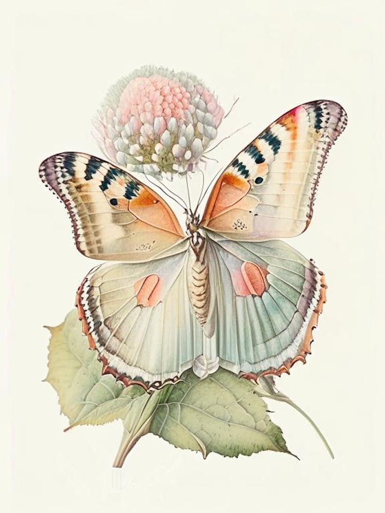 Painted Lady Butterfly Vintage Pastel 1