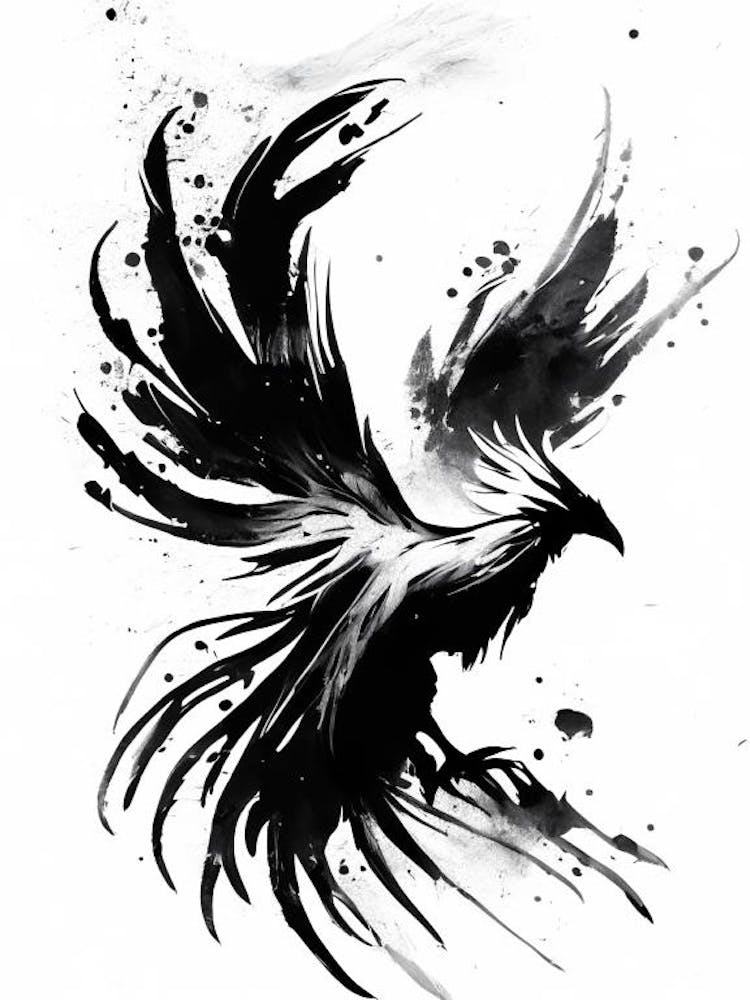 Phoenix Symbol 1 Black And White Painting