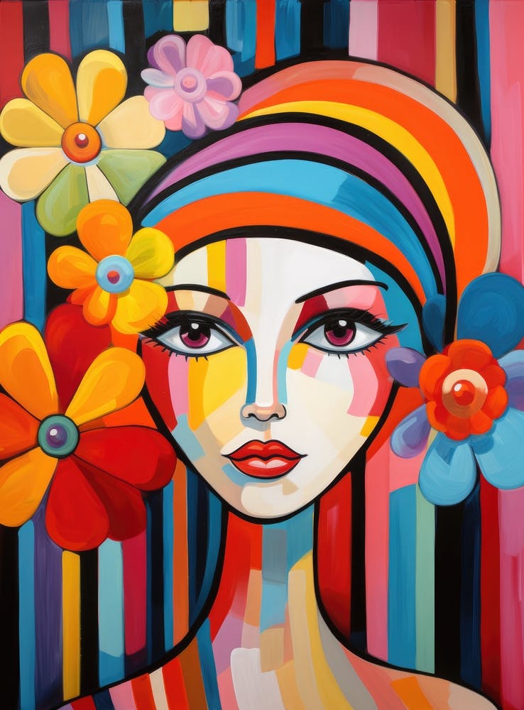Colorful Woman With Flowers