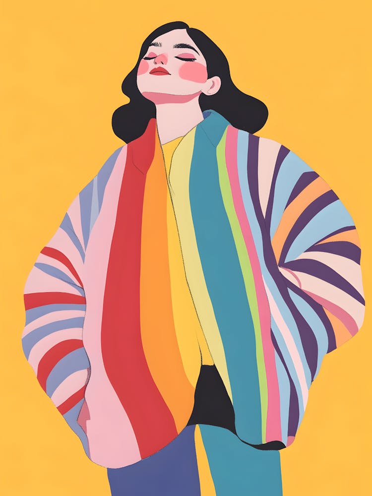 Woman In A Colorful Coat