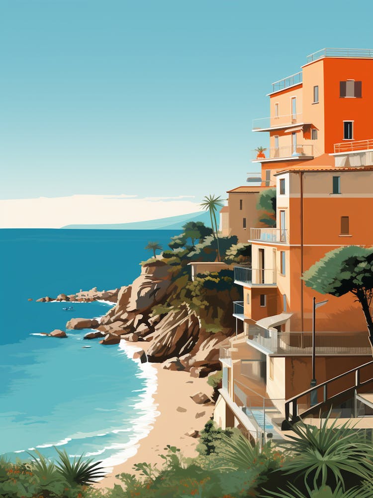 Abstract Illustration Of Sorrento Back Beach Australia Orange Hues 3