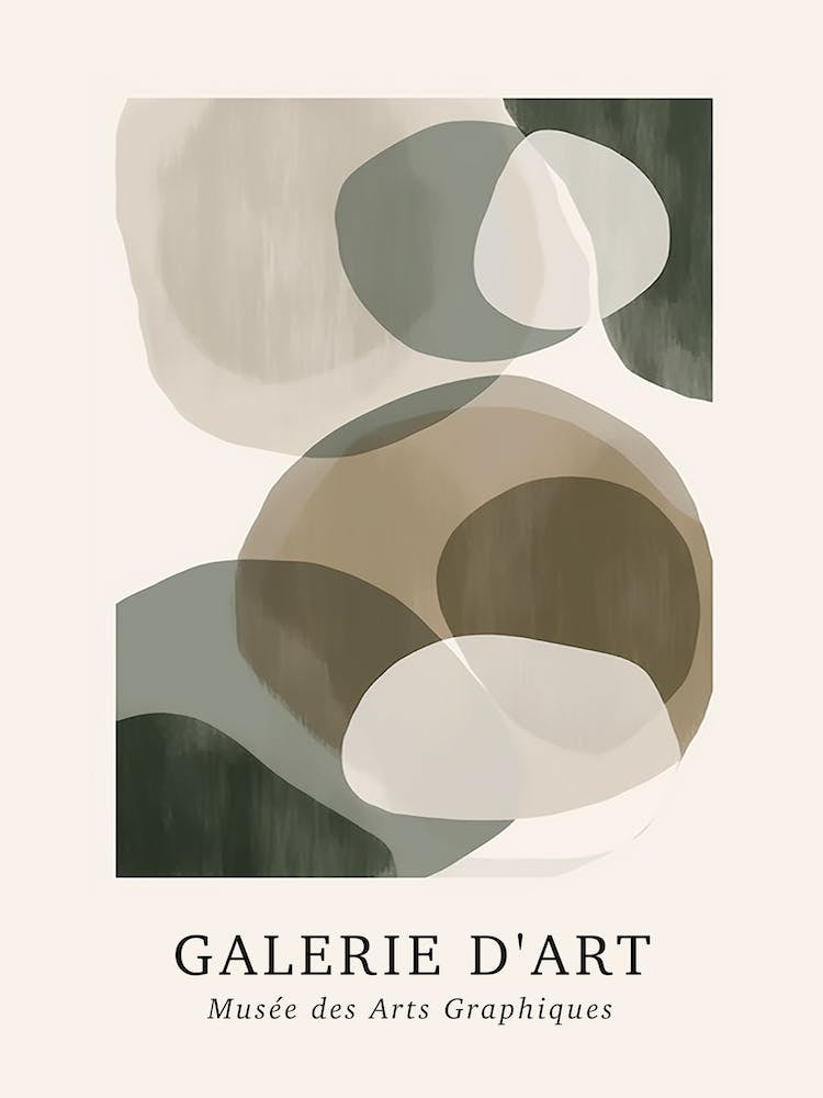 Galerie D'Art Abstract Abstract Circles Beige Green 4
