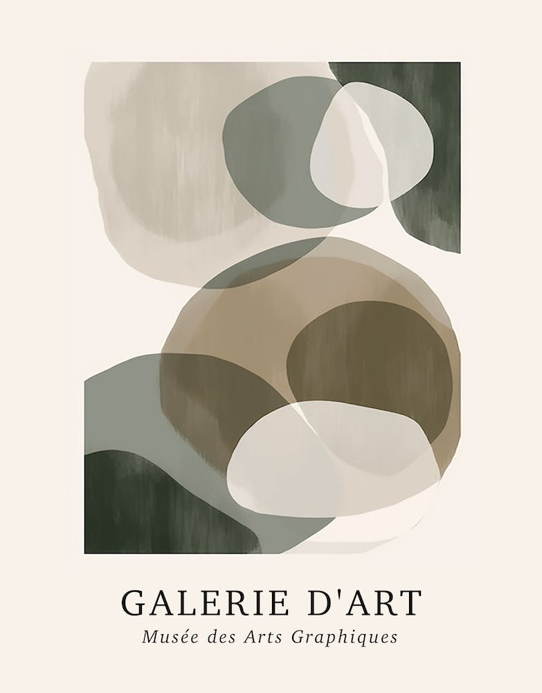 Galerie D'Art Abstract Abstract Circles Beige Green 4