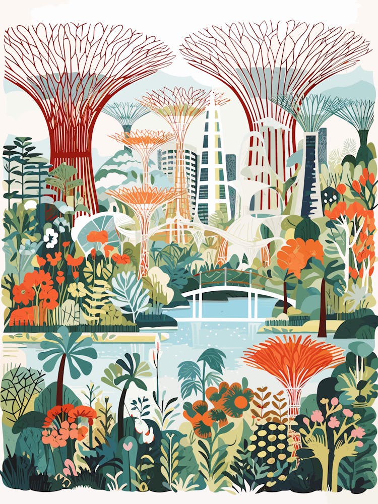 Gardens By The Bay Singapore Modern Illustration 1