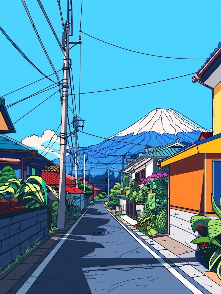 Shizuoka Japan 4 Colourful Illustration