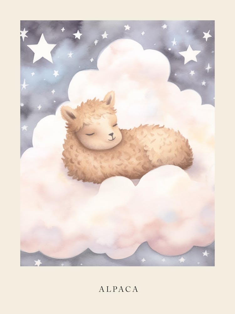 Sleeping Baby Alpaca 2 Nursery Poster