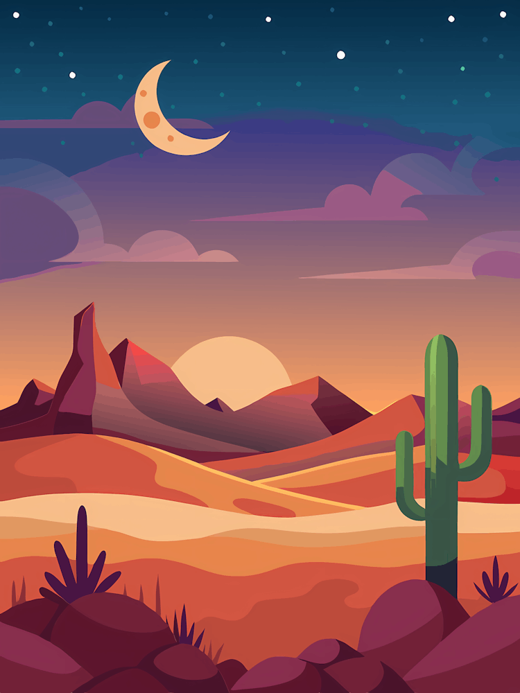 Desert Landscape With Cactus 1