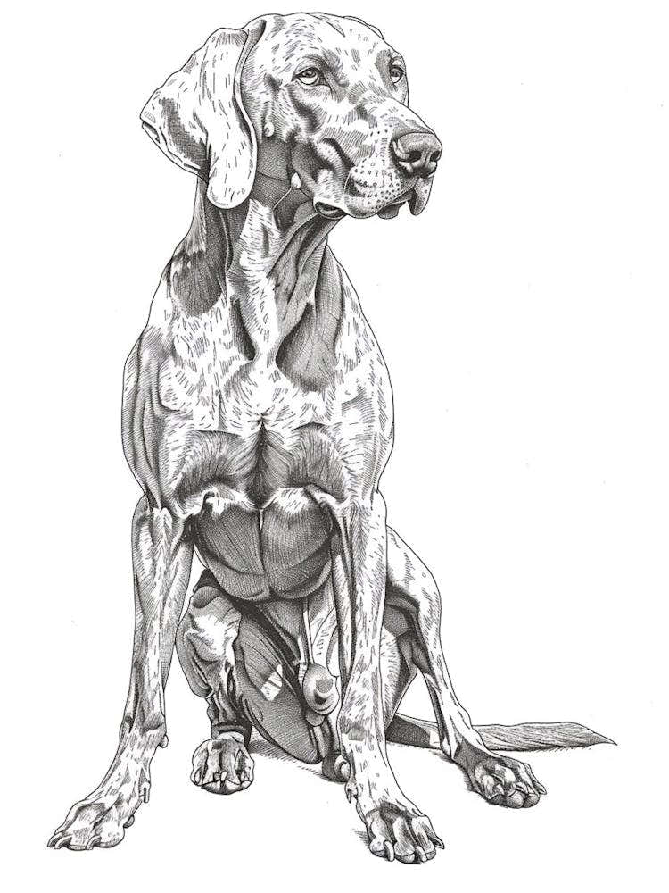 Weimaraner Dog Line Sketch 4