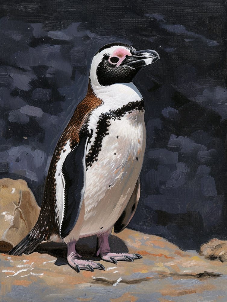 African Penguin Petermann Island Oil Painting 3