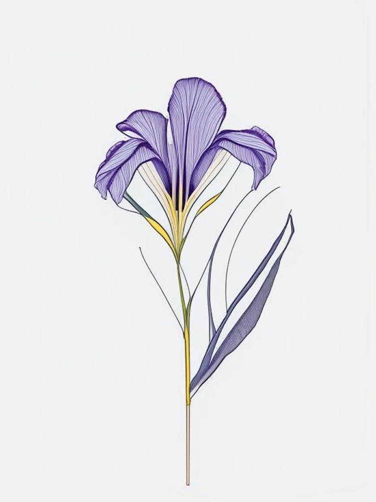 Iris Floral Minimal Line Drawing 5 Flower