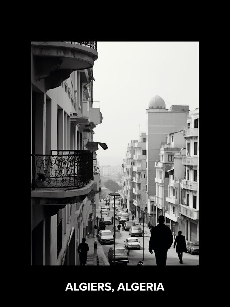 Poster Of Algiers, Algeria, Mediterranean Black And White Photography Analogue 4