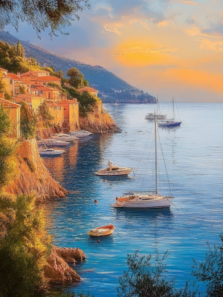 Riviera With Yachts In The Mediterranean