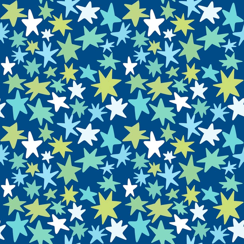 Stars On Blue Fabric Seamless