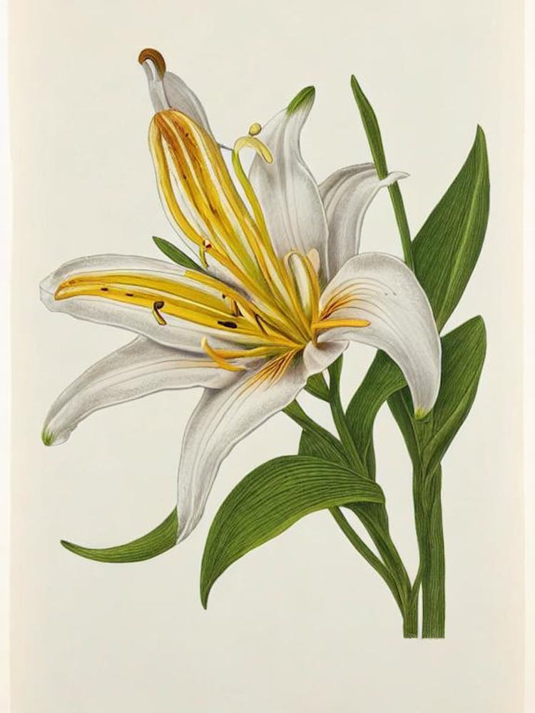 Lilies Vintage Botanical Flower