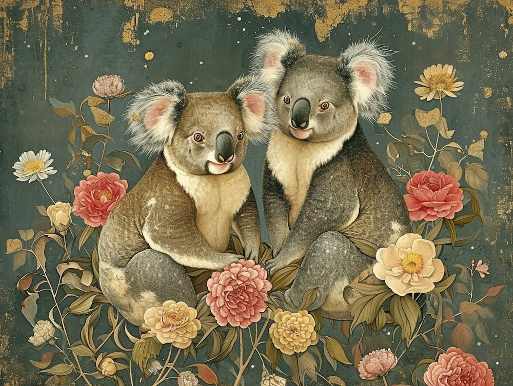 Floral Animal Illustration Koala 2