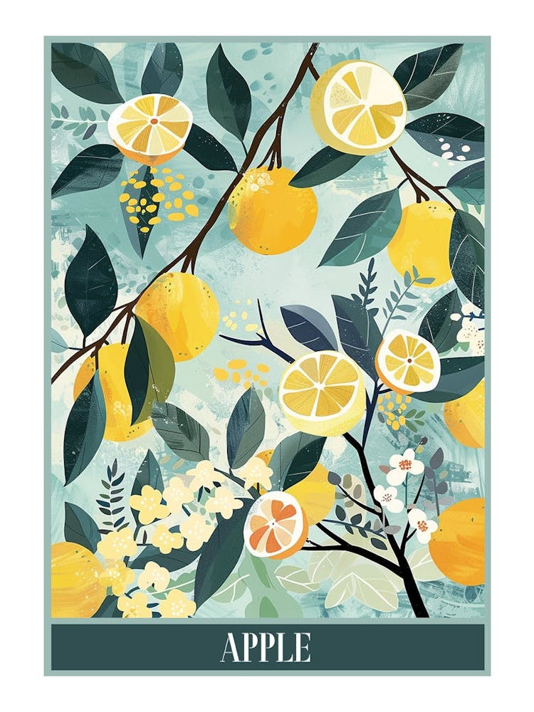 Apple Tree Flat Illustration 2 Poster