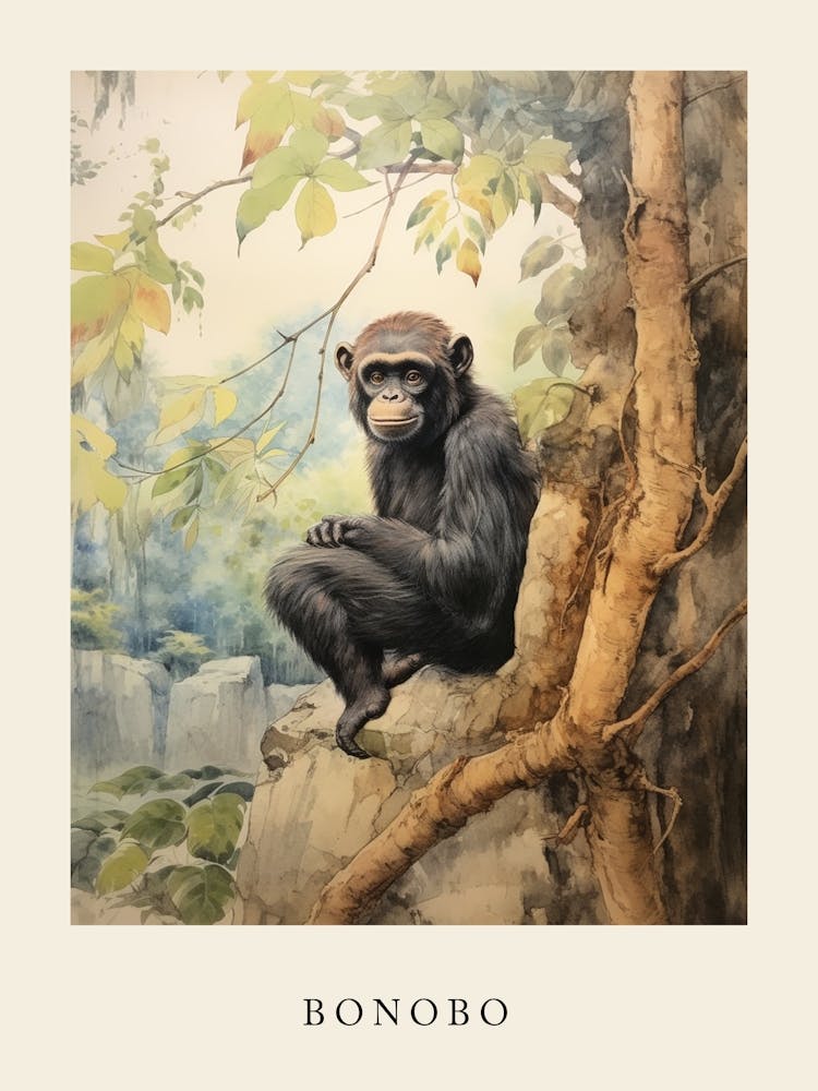 Beatrix Potter Inspiriertes Tier-Aquarell Bonobo 3