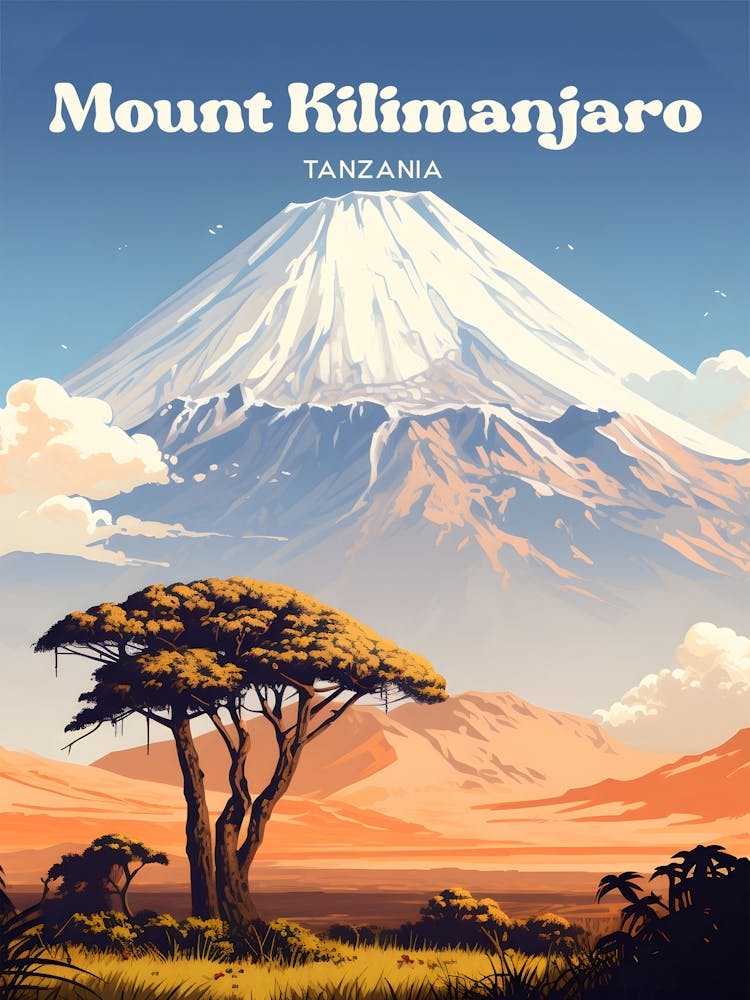 Mount Kilimanjaro Tanzania Africa Modern Travel Art