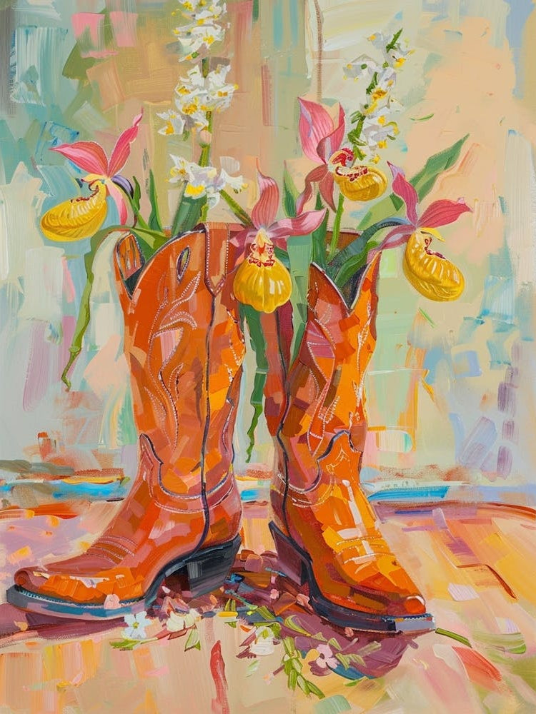 Cowboy Boots And Wildflowers Showy Ladys