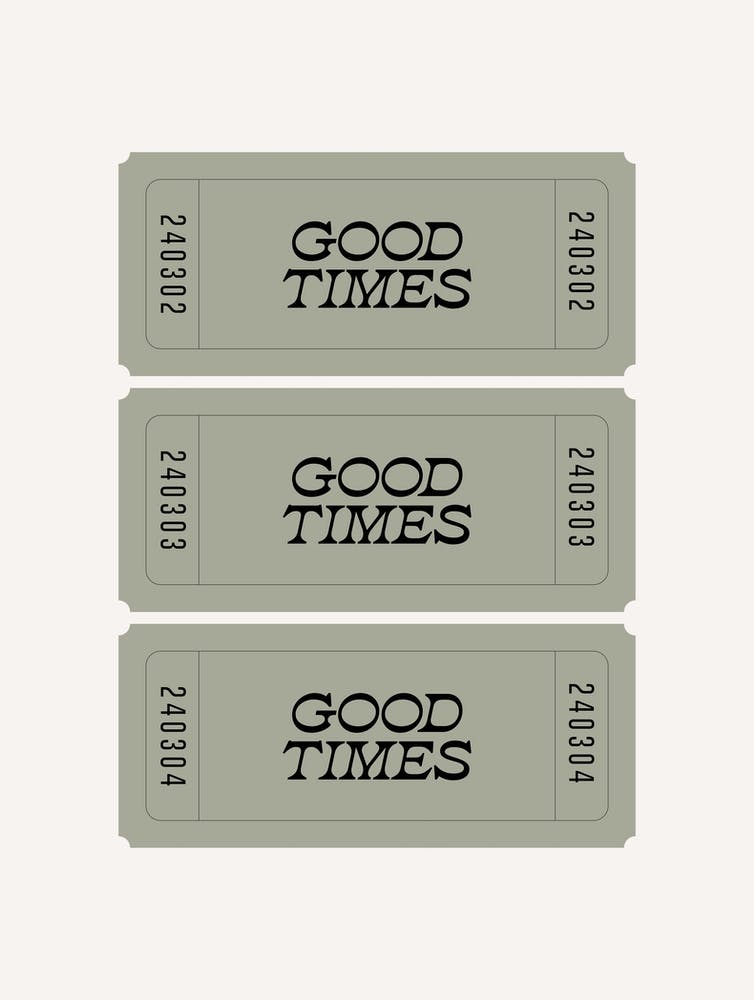 Sage Green Good Times Retro Ticket