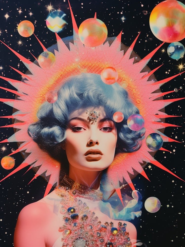 Retro Photographic Space Collage Glam