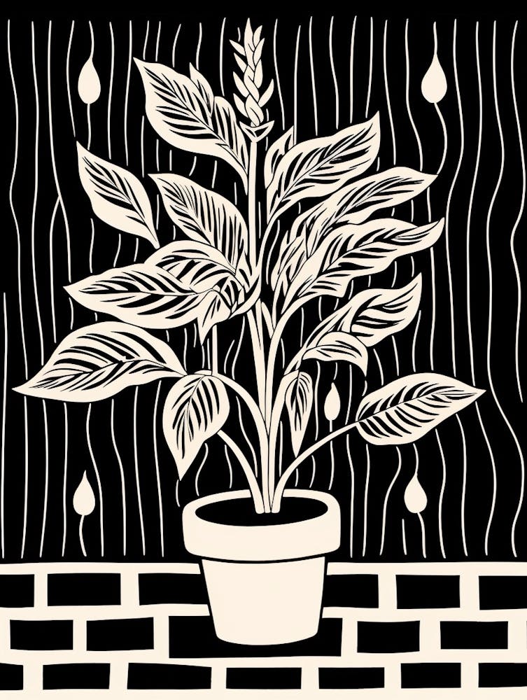 B&W Plant Illustration Cast Iron 2