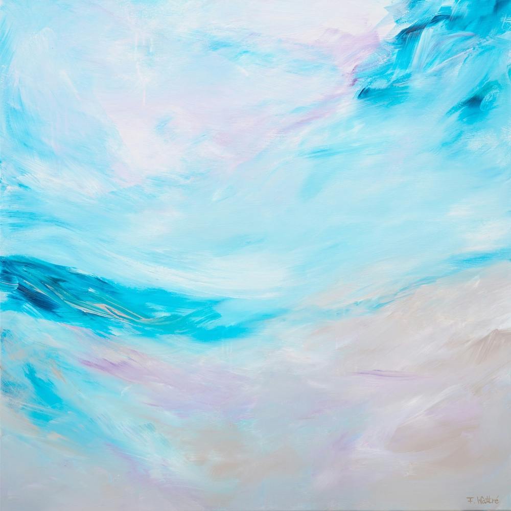 Blue Ocean And Beach Painting Square
