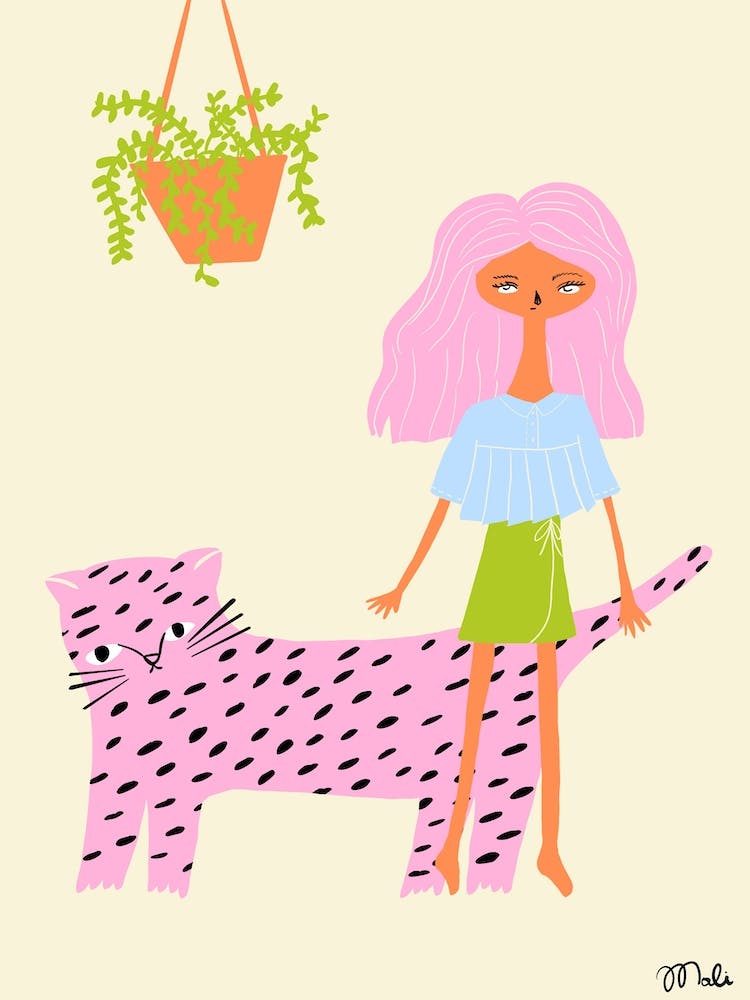 Girl And Her Leopard