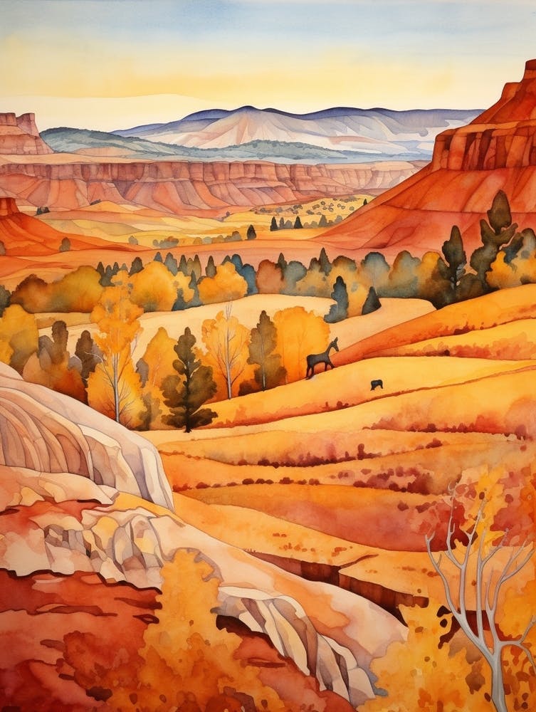 Autumn National Park Painting Bryce Canyon National Park Utah Usa 1