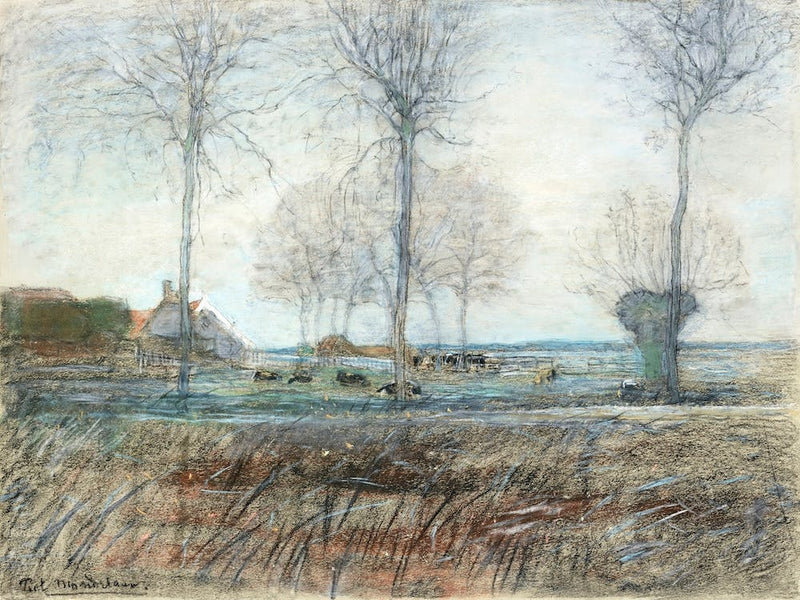 Farm Setting, Three Tall Trees In The Foreground, Piet Mondrian
