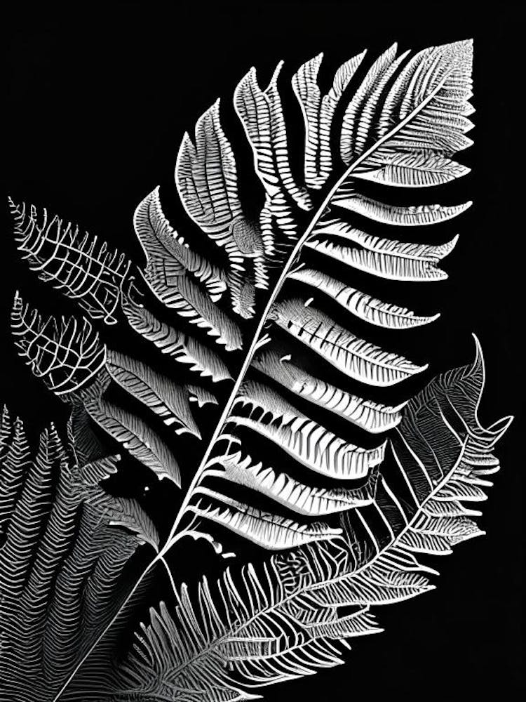 Maidenhair Fern Leaf Linocut 2