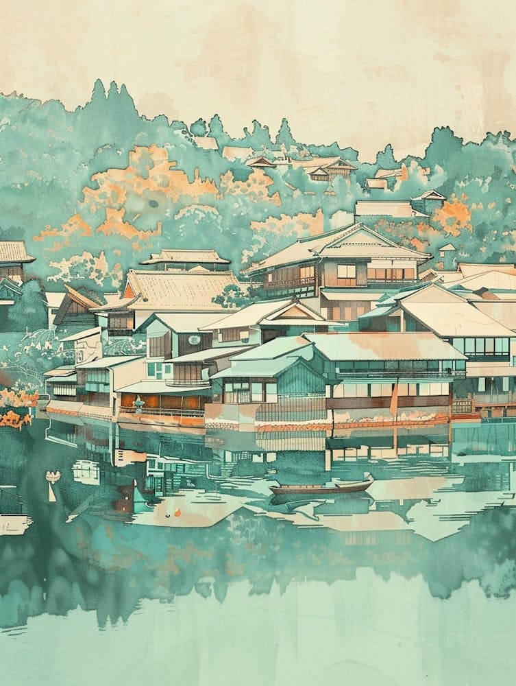 Hiroshima Japan 4 Retro-Illustration