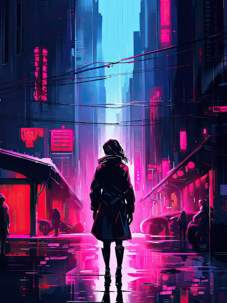 cyberpunk city, neon lights