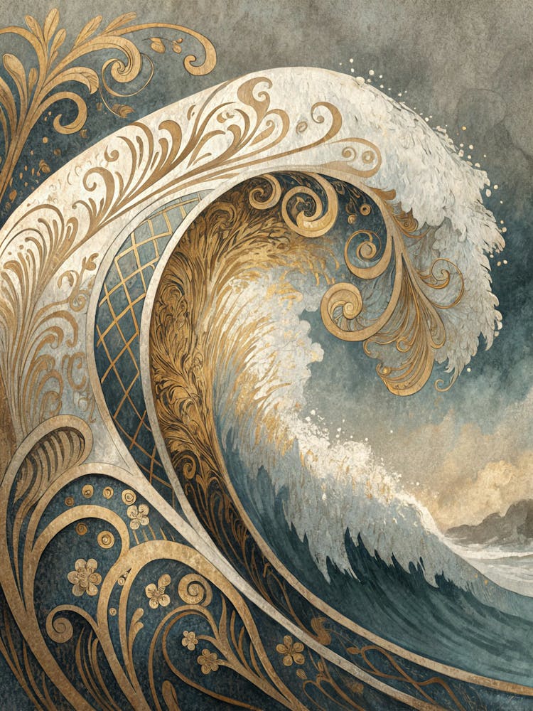 Oil Painting Style Organic Curve Pattern