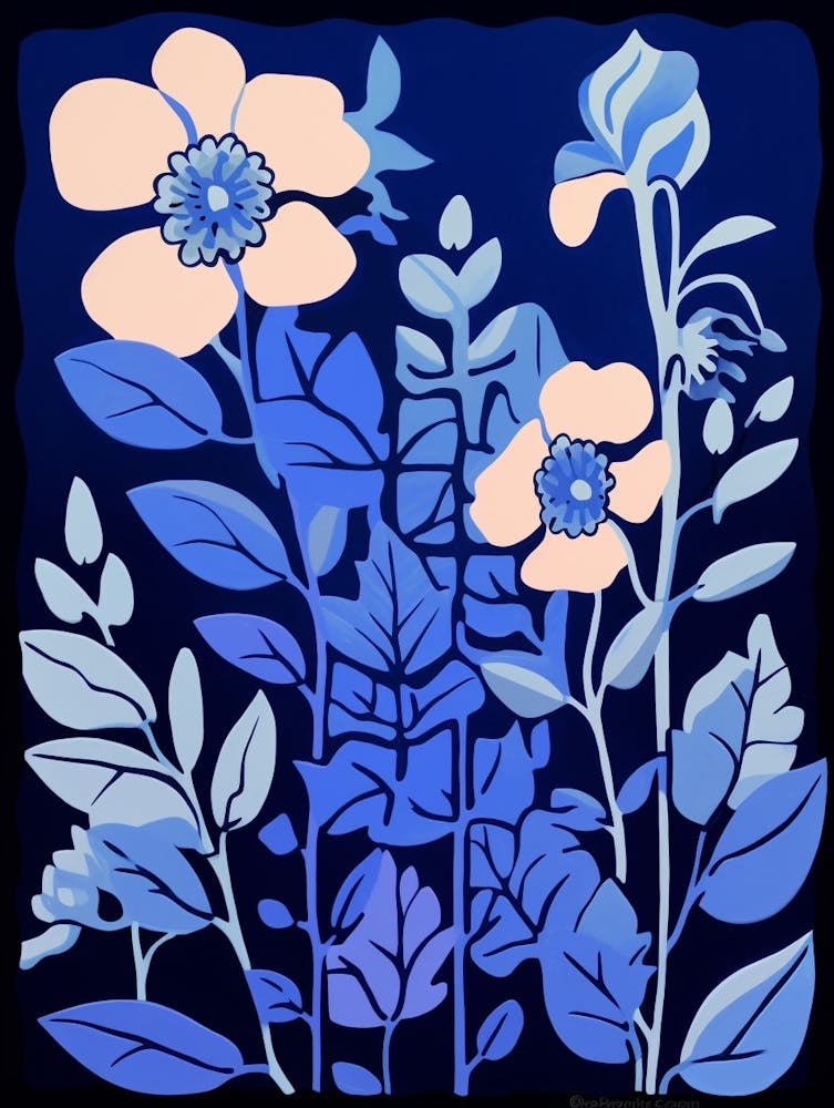 Blue Flower Illustration Aconitum 1