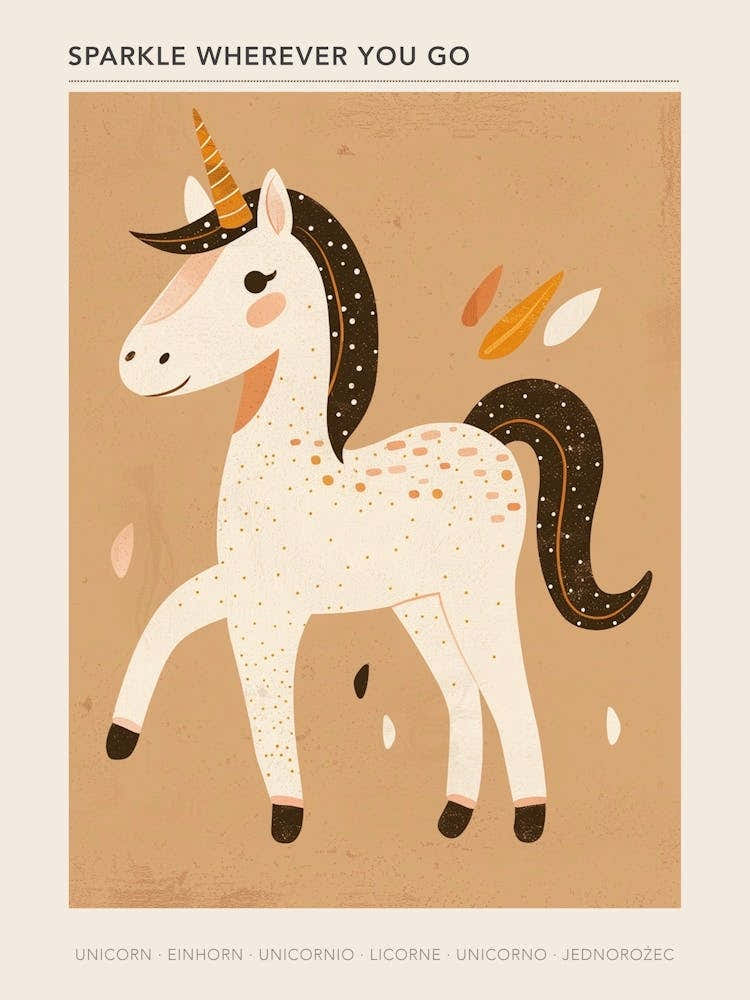 Muted Pastels Unicorn Galloping 2 Poster