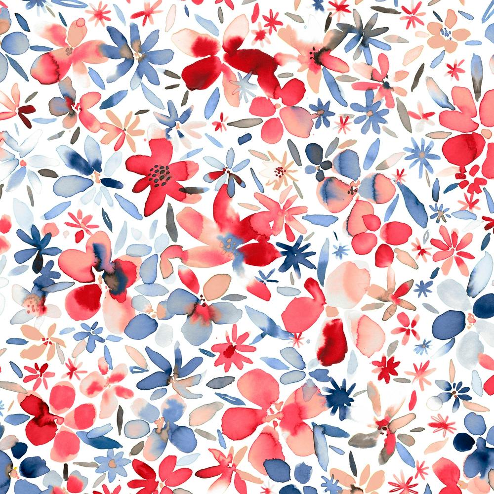 Colorful Flowers Petals Blue Square