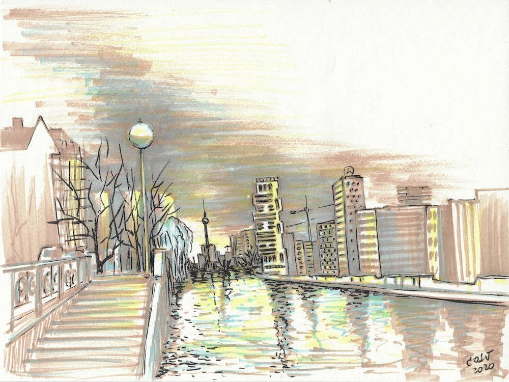 Berlin Morning At The Spree Bank