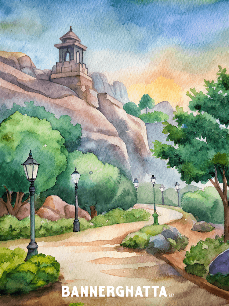 Peinture à l'Aquarelle du Parc National de Bannerghatta