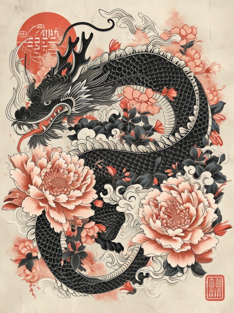 Lunar Year Of The Dragon 2024 Red And Black