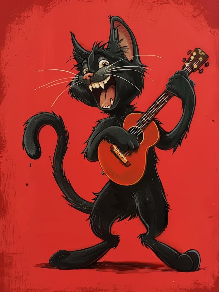 Black Cat Playing Guitar 4