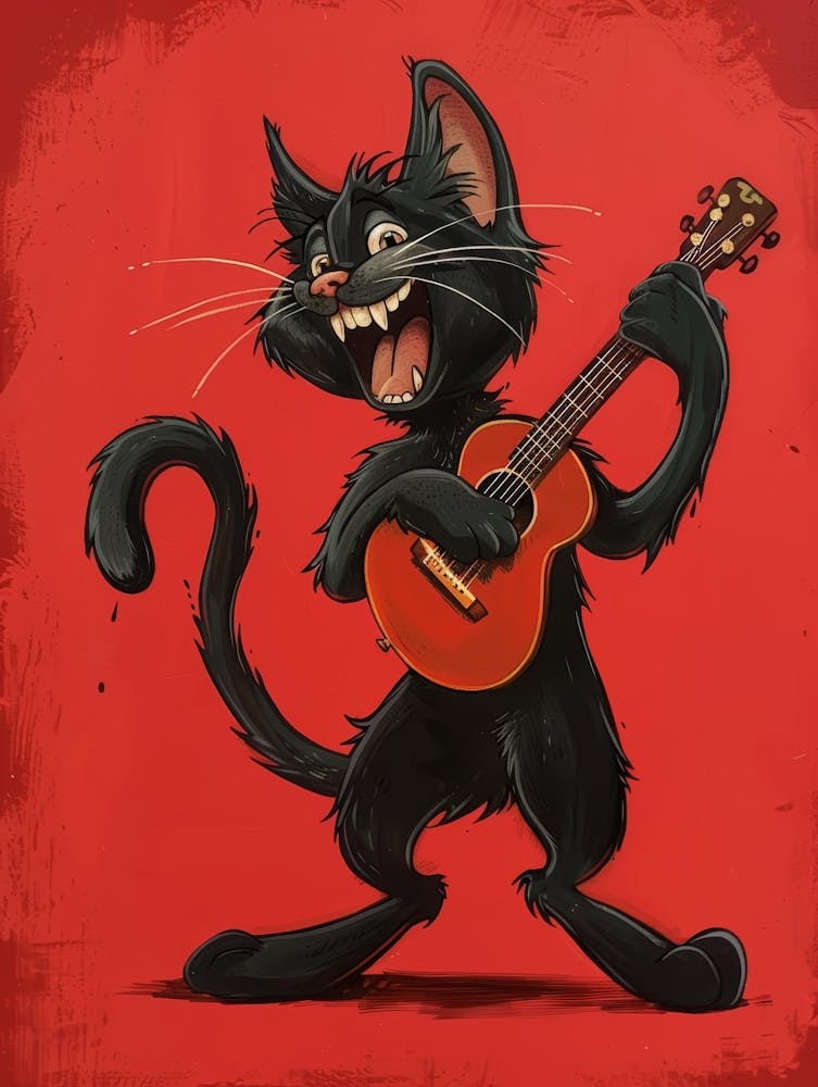 Black Cat Playing Guitar 4