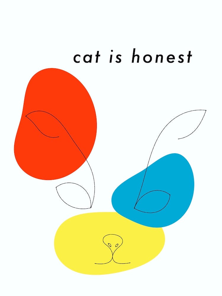 ‎cat is honest - line art