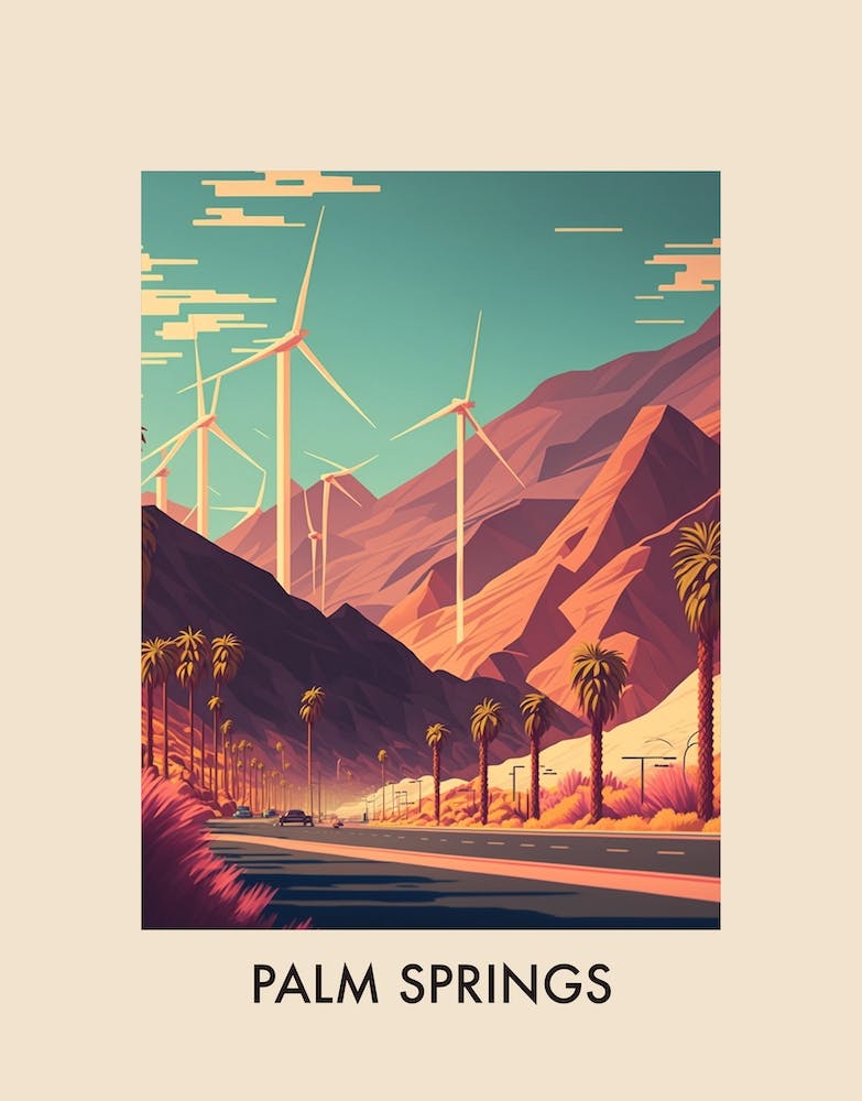 Palm Springs, Usa 4 Vintage Travel Poster